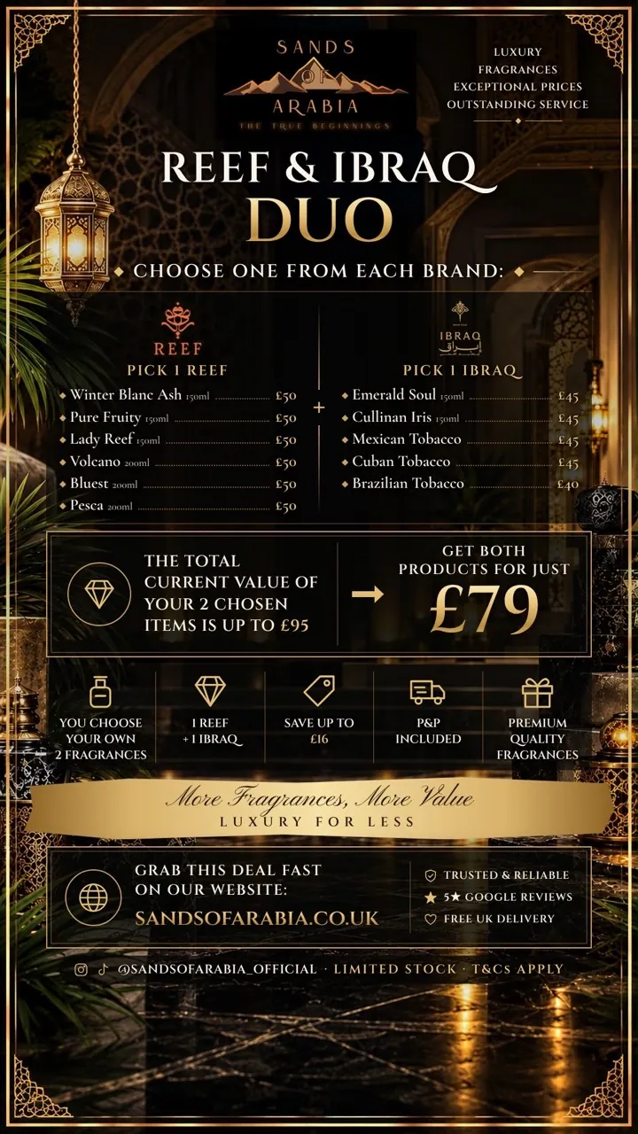 Reef & IBRAQ Duo poster: 1 Reef and 1 IBRAQ fragrance for £79, P&P included